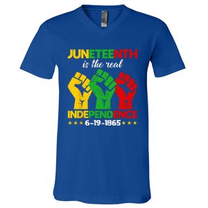 Juneteenth Is The Real Independence Day 1865 Freedom Pride V-Neck T-Shirt