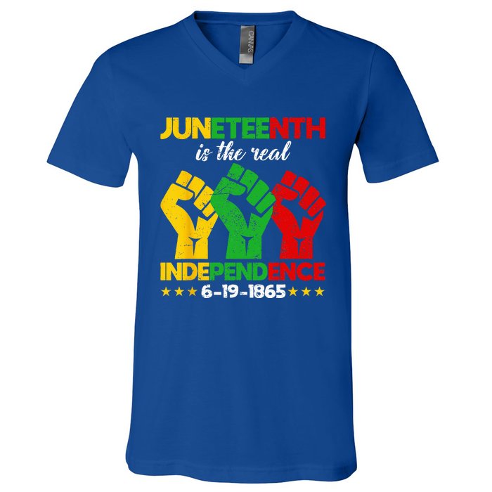 Juneteenth Is The Real Independence Day 1865 Freedom Pride V-Neck T-Shirt