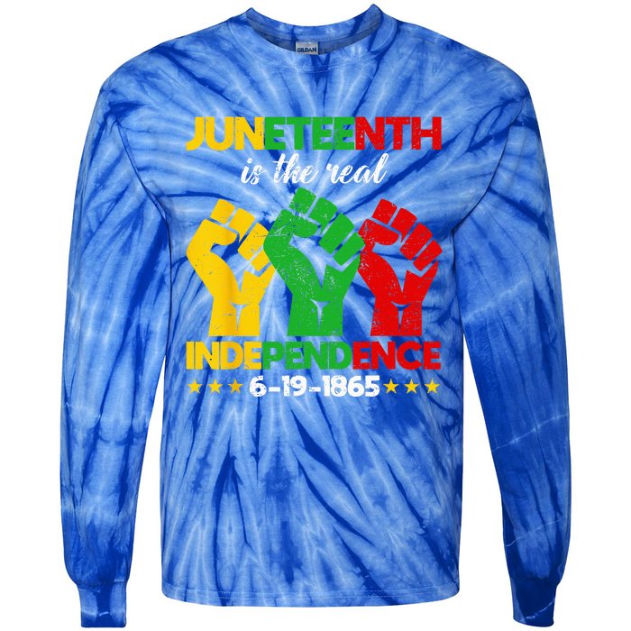 Juneteenth Is The Real Independence Day 1865 Freedom Pride Tie-Dye Long Sleeve Shirt