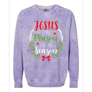 Jesus Is The Reason For The Season Christian Christmas Colorblast Crewneck Sweatshirt