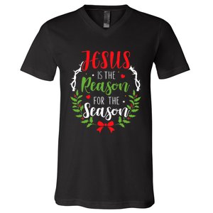 Jesus Is The Reason For The Season Christian Christmas V-Neck T-Shirt