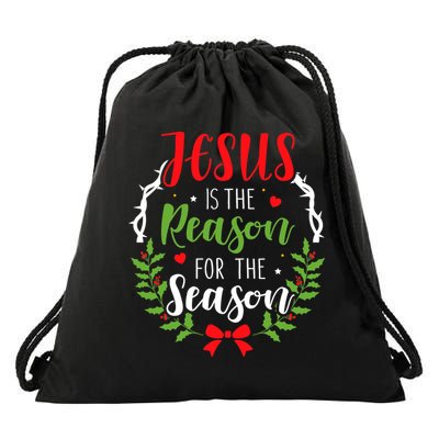 Jesus Is The Reason For The Season Christian Christmas Drawstring Bag