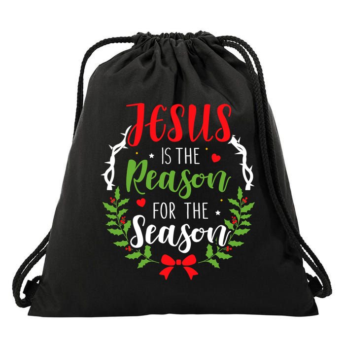 Jesus Is The Reason For The Season Christian Christmas Drawstring Bag