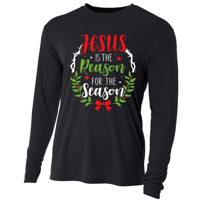 Jesus Is The Reason For The Season Christian Christmas Cooling Performance Long Sleeve Crew