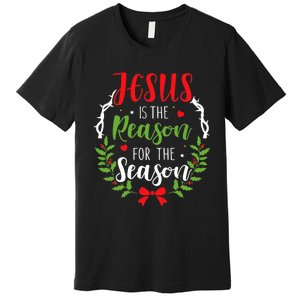 Jesus Is The Reason For The Season Christian Christmas Premium T-Shirt