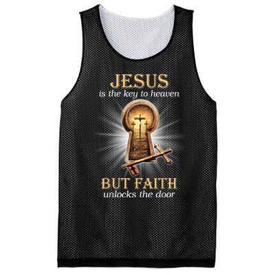 Jesus Is The Key To Heaven But Faith Unlocks Door Christian Mesh Reversible Basketball Jersey Tank