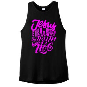 Jesus Is The Way The Truth And The Life Ladies PosiCharge Tri-Blend Wicking Tank