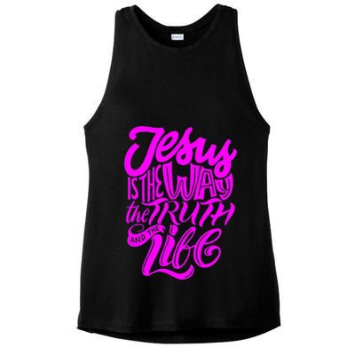 Jesus Is The Way The Truth And The Life Ladies PosiCharge Tri-Blend Wicking Tank