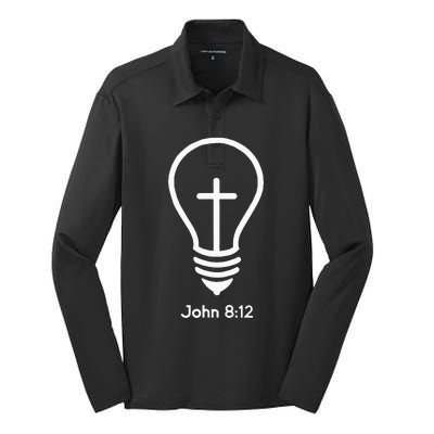 Jesus Is The Light Of The World John 812 Religious Faith Silk Touch Performance Long Sleeve Polo