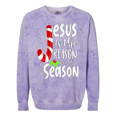 Jesus Is The Reason For The Season Christian Santa Christmas Colorblast Crewneck Sweatshirt