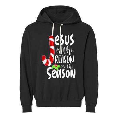 Jesus Is The Reason For The Season Christian Santa Christmas Garment-Dyed Fleece Hoodie