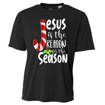 Jesus Is The Reason For The Season Christian Santa Christmas Cooling Performance Crew T-Shirt