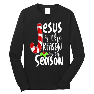 Jesus Is The Reason For The Season Christian Santa Christmas Long Sleeve Shirt