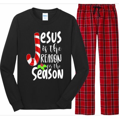 Jesus Is The Reason For The Season Christian Santa Christmas Long Sleeve Pajama Set