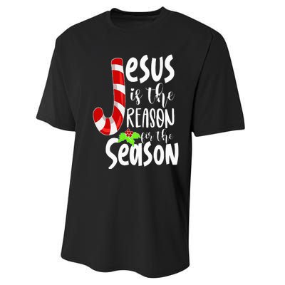 Jesus Is The Reason For The Season Christian Santa Christmas Performance Sprint T-Shirt