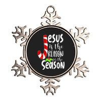 Jesus Is The Reason For The Season Christian Santa Christmas Metallic Star Ornament