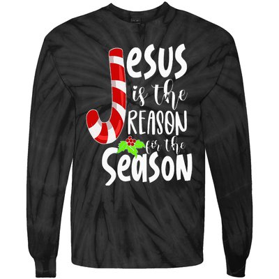 Jesus Is The Reason For The Season Christian Santa Christmas Tie-Dye Long Sleeve Shirt