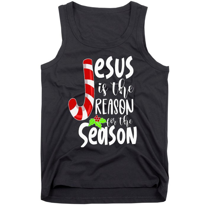 Jesus Is The Reason For The Season Christian Santa Christmas Tank Top