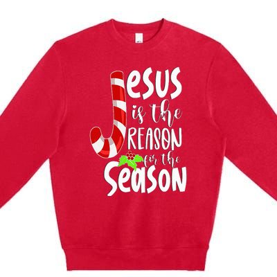 Jesus Is The Reason For The Season Christian Santa Christmas Premium Crewneck Sweatshirt