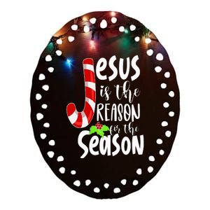 Jesus Is The Reason For The Season Christian Santa Christmas Ceramic Oval Ornament