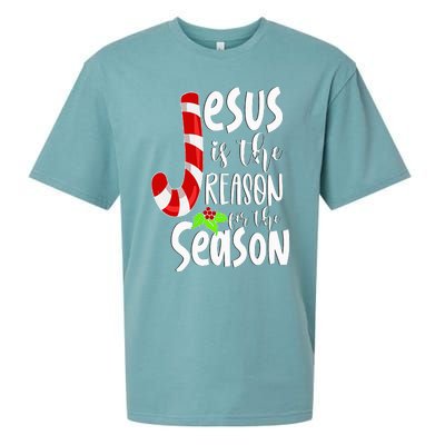 Jesus Is The Reason For The Season Christian Santa Christmas Sueded Cloud Jersey T-Shirt