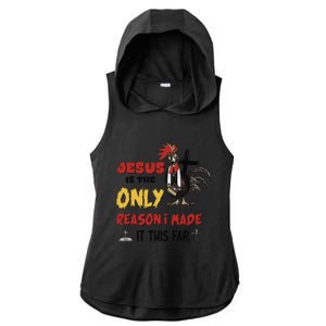 Jesus Is The Only Reason I Made It This Far Chicken Vicar Ladies PosiCharge Tri-Blend Wicking Draft Hoodie Tank