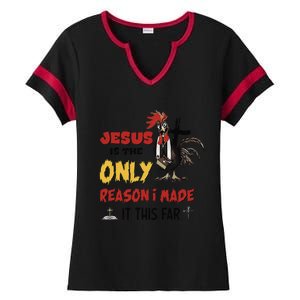 Jesus Is The Only Reason I Made It This Far Chicken Vicar Ladies Halftime Notch Neck Tee