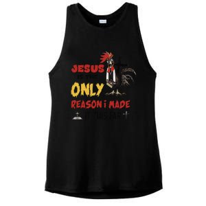 Jesus Is The Only Reason I Made It This Far Chicken Vicar Ladies PosiCharge Tri-Blend Wicking Tank