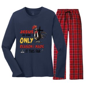 Jesus Is The Only Reason I Made It This Far Chicken Vicar Women's Long Sleeve Flannel Pajama Set 