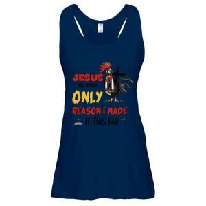 Jesus Is The Only Reason I Made It This Far Chicken Vicar Ladies Essential Flowy Tank