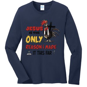 Jesus Is The Only Reason I Made It This Far Chicken Vicar Ladies Long Sleeve Shirt