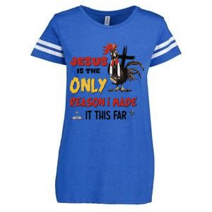 Jesus Is The Only Reason I Made It This Far Chicken Vicar Enza Ladies Jersey Football T-Shirt