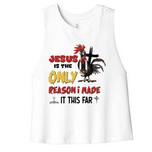 Jesus Is The Only Reason I Made It This Far Chicken Vicar Women's Racerback Cropped Tank