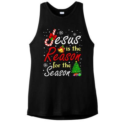 Jesus Is The Reason For The Season Funny Christmas Pajamas Ladies PosiCharge Tri-Blend Wicking Tank