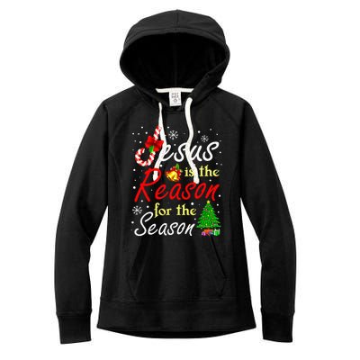 Jesus Is The Reason For The Season Funny Christmas Pajamas Women's Fleece Hoodie