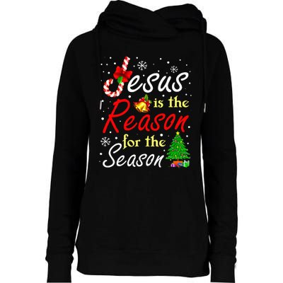 Jesus Is The Reason For The Season Funny Christmas Pajamas Womens Funnel Neck Pullover Hood