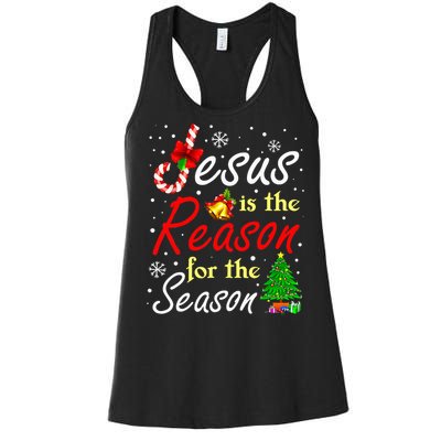 Jesus Is The Reason For The Season Funny Christmas Pajamas Women's Racerback Tank