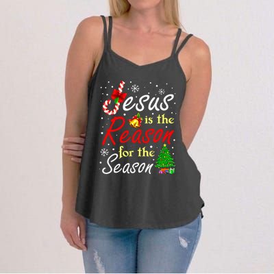 Jesus Is The Reason For The Season Funny Christmas Pajamas Women's Strappy Tank