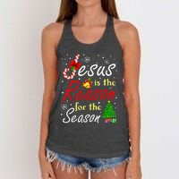 Jesus Is The Reason For The Season Funny Christmas Pajamas Women's Knotted Racerback Tank