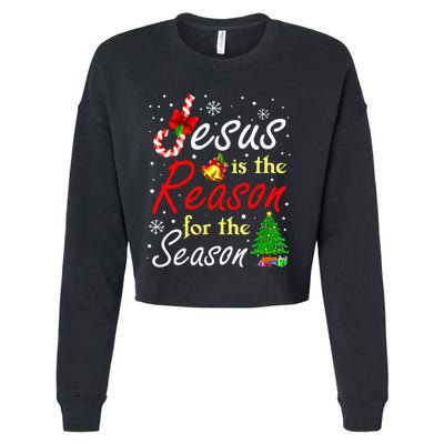 Jesus Is The Reason For The Season Funny Christmas Pajamas Cropped Pullover Crew