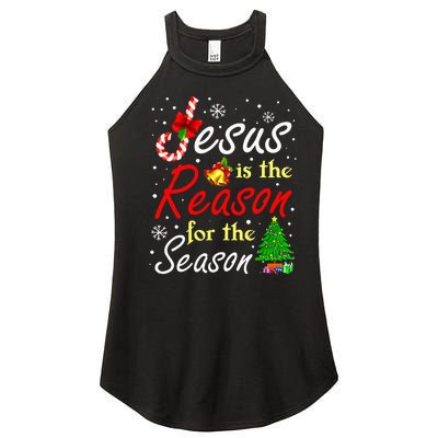 Jesus Is The Reason For The Season Funny Christmas Pajamas Women's Perfect Tri Rocker Tank