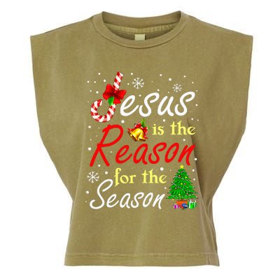 Jesus Is The Reason For The Season Funny Christmas Pajamas Garment-Dyed Women's Muscle Tee