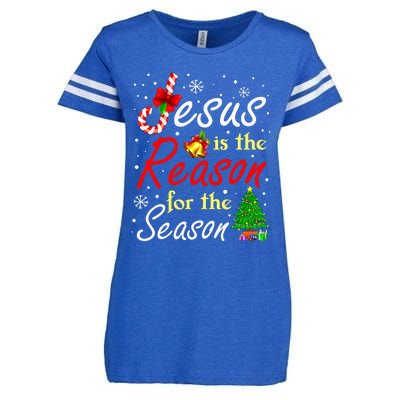 Jesus Is The Reason For The Season Funny Christmas Pajamas Enza Ladies Jersey Football T-Shirt