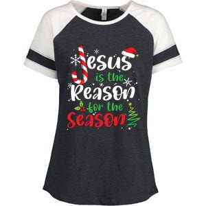 Jesus Is The Reason For The Season Christian Faith Christmas Enza Ladies Jersey Colorblock Tee