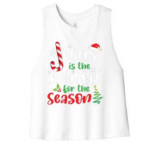 Jesus Is The Reason For The Season Christian Faith Christmas Women's Racerback Cropped Tank