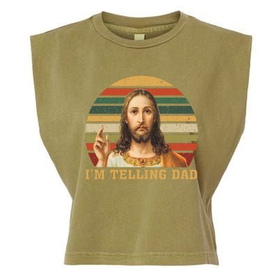 Jesus IM Telling Dad Garment-Dyed Women's Muscle Tee