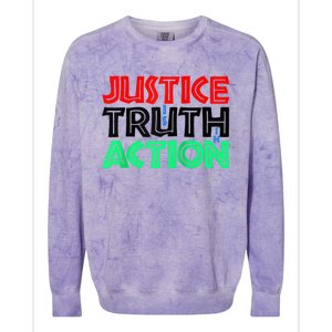 Justice Is Truth In Action Colorblast Crewneck Sweatshirt