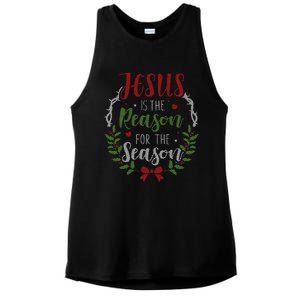 Jesus Is The Reason For The Season Christmas Ladies PosiCharge Tri-Blend Wicking Tank