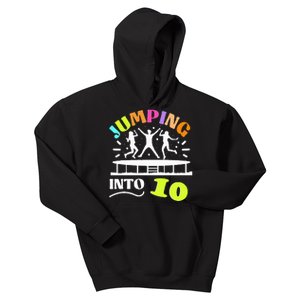 Jumping Into Ten 10 Year Old Trampoline Jumper Birthday Kids Hoodie