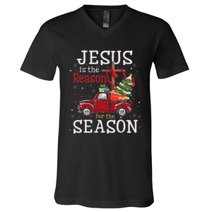 Jesus Is The Reason For The Season Christian Faith Christmas V-Neck T-Shirt